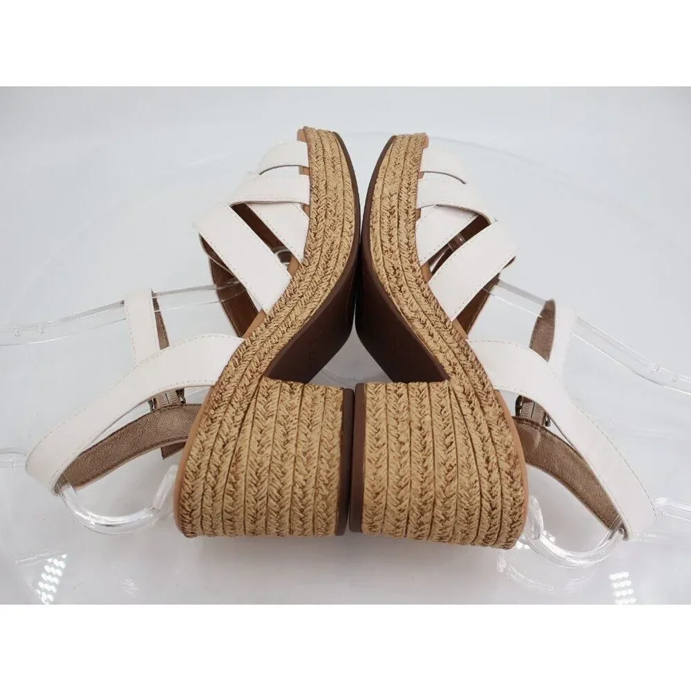 Born BOC Melodie Sandals Women's 11 White Vegan Leather Strappy Slingback Shoes